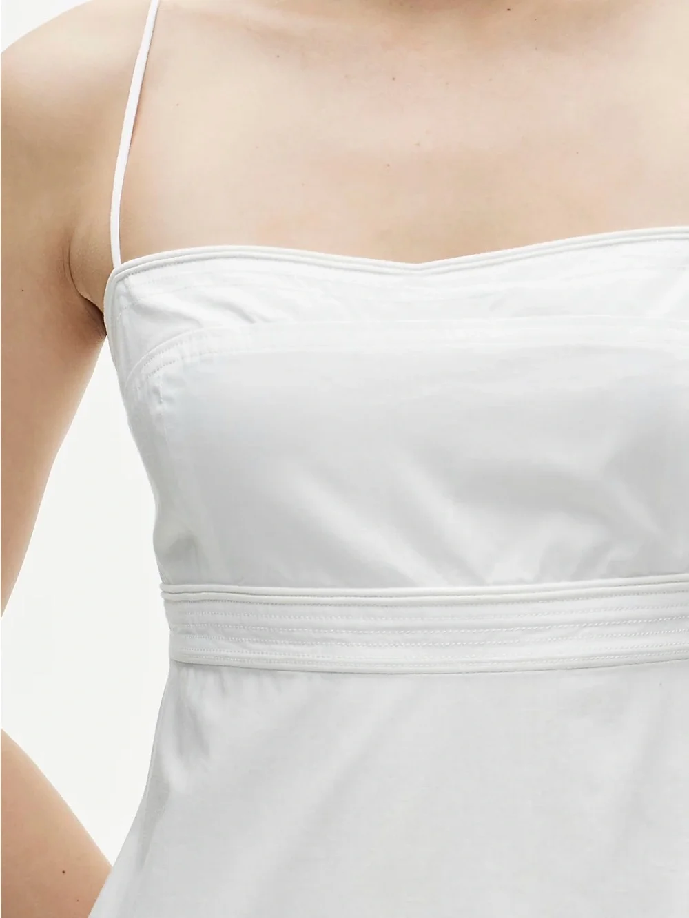 J. Crew White 100% cotton  sweetheart spaghetti strap A lineMidi Dress SZ12 NWT